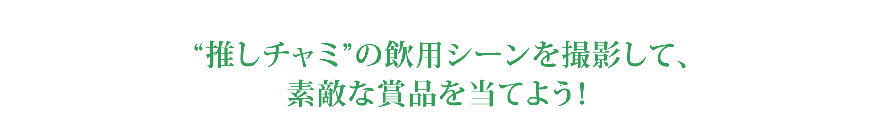  “推しチャミ”の飲用シーンを撮影して、素敵な賞品を当てよう！